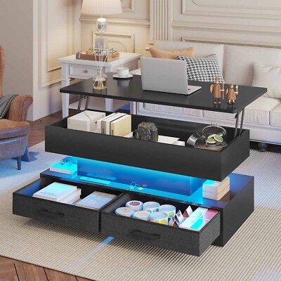 40'' Lift Top Coffee Table with Storage and 2 Fabric Drawers, Small Coffee Table