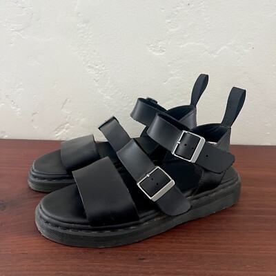 Dr. Martens Black Leather Gryphon Brando Sandals Wom 9 Men 8 Gladiator Platform