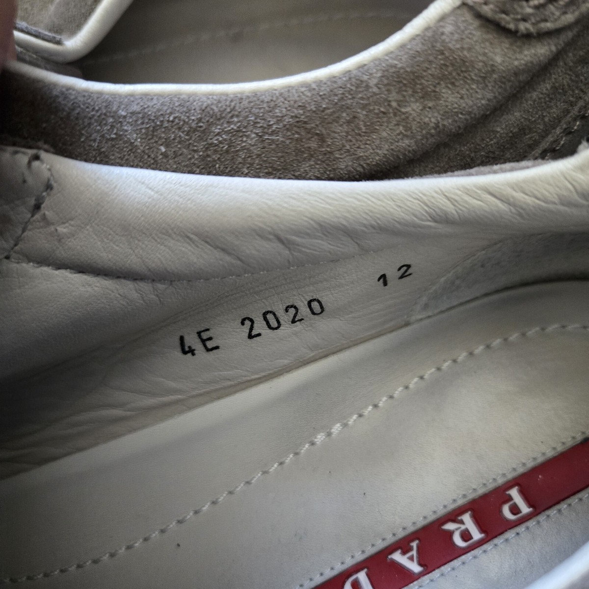 AUTH PRADA Sneakers SHOES 4E2020 Grey BEIGE SUEDE NEW US 12  display picture 1