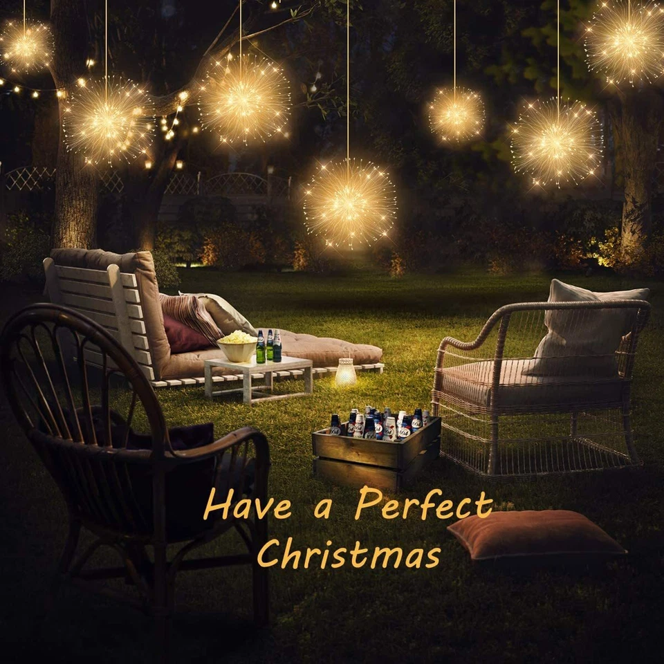 150 LED Hanging Decor Lights Starburst Fireworks Fairy String Light with Remote - Image 3 of 4