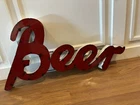 large metal beer signs vintage, bar sign, beer, rustic beer sign, red beer decor