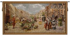 Victorian Flower Market 27x51 in Jacquard Woven Decorative Wall Tapestry NEW