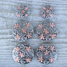 Wildflower Copper Floral Concho Screw Back Saddle Set 1" 1-1/2"