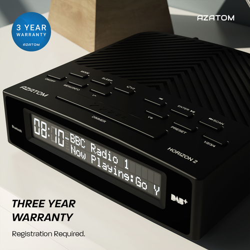Radio Reloj FM Azatom DAB Altavoz con Cargador USB Bluetooth Horizon Negro - Imagen 7 de 7