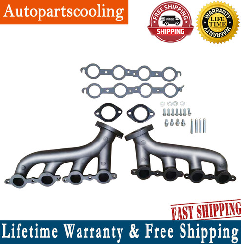 LS Swap Cast Iron Exhaust Manifold – Fits Chevy LS1/LS2/LS3 4.8L 5.3L 6.0L (Front Mount, Raw Finish)