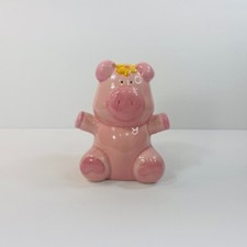 VINTAGE Pink Piggy Bank 5" Long Coin Bank-Pig  Chick with plug