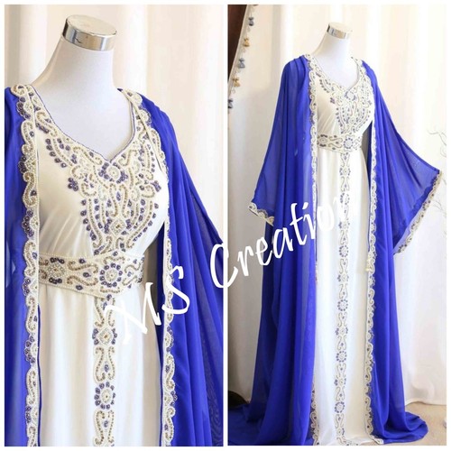 Sale!! Moroccan Dubai Silver Work Stitched Kaftan Perfect for Any Occasion Dress - Picture 3 of 5