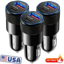 PD USB-C Fast Charging Car Charger Adapter For iPhone 16 15 14 13 12 11 Samsung