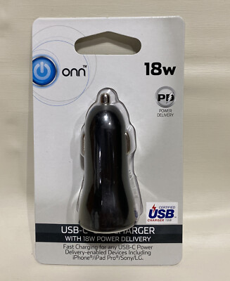 ONN 18W USB-C Car Charger Power Delivery