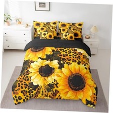 Sunflower Comforter Cover Set Size Cheetah Leopard King Brown Yellow Green