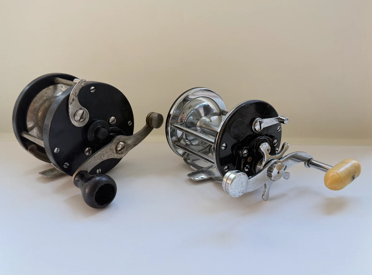 2 old fishing reels penn Fathom II Level Wind Reel and 50 sizes in Gold finish PENN NO. 190 AND PENN