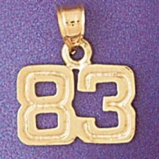 Number 83 Charm Pendant 14k Gold 1.2 Grams