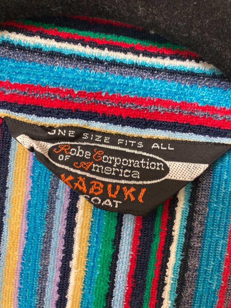 Robe Corporation of America Kabuki Coat Mod Gogo Beach Rainbow Striped Vintage