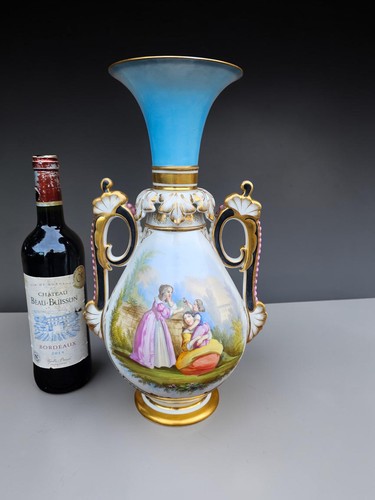 Antique French hand paint Vieux paris porcelain vase