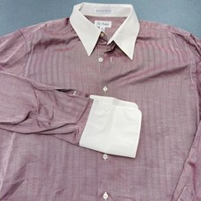 Paul Fredrick USA Men's Dress Shirt 16.5-35 2XL Herringbone Wine French Cuff