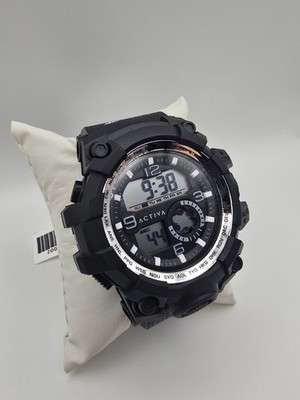 Activa World Time Ana-Digi Sport Watch Black Resin 50M Alarm Chrono