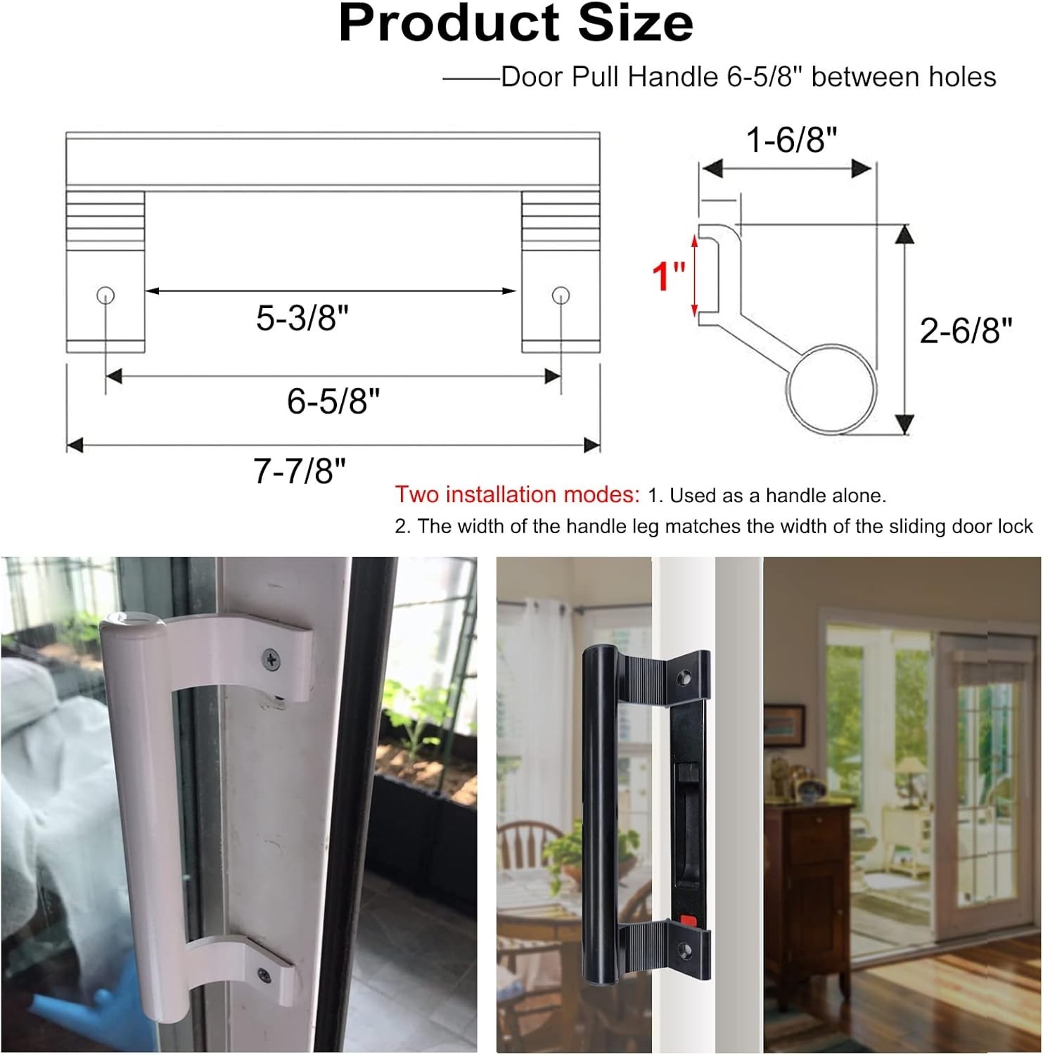 "Sliding Door Handle 8"" Aluminum Sliding Glass Door Pull - Sliding Patio Door.