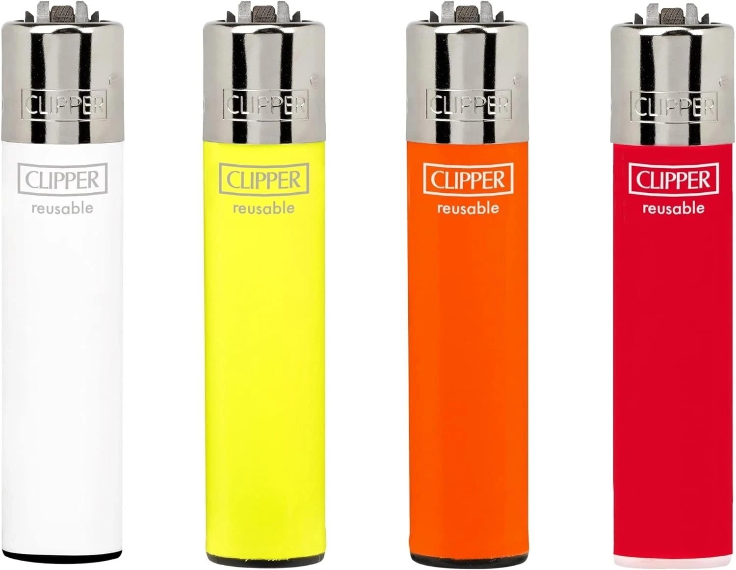 Clipper Lighters Solid Colors (4 Pack) Comes with a tube of six clipper flints