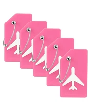 5 Pack Silicone Luggage Tag for Suitcases with Stainless Loop, TSA Approved, ...