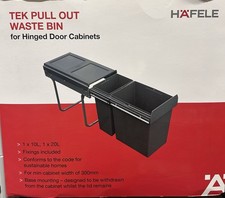 Hafele Grey Kitchen Cabinet Pull-Out Bin 30Ltr