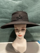 Vintage Black Church Derby Dress Hat By Fifth Sunday Cocktail Party Rhinestone