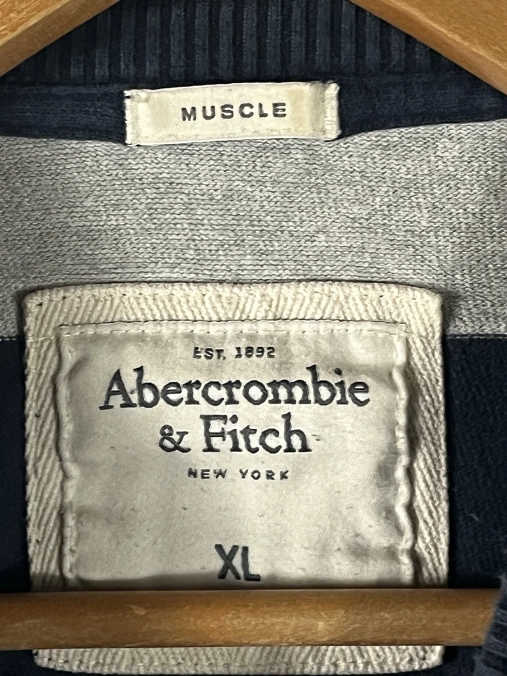 Camisa De Colección Y2K Abercrombie & Fitch Para Hombres L/M Rayas Manga Larga Cuello Redondo Alce Foto 3 de 4