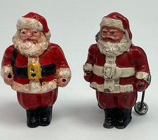Vintage Barclay Metal Santa Claus Figurines Set of 2 Made In USA
