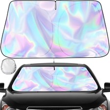 Iridescent Sun Shade for Car Windshield, Foldable Silver- Colorful, 57"x31.5"