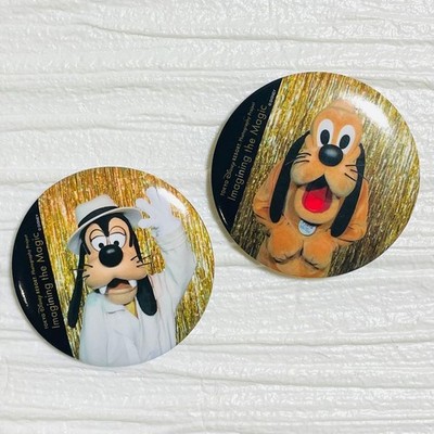 Disneyland One Mans Dream II Can Badge Set Pluto Goofy Collectibles