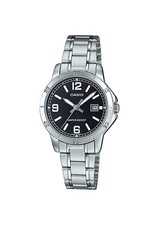 Casio LTP-V004D-1B2 Women's Dress Stainless Steel Black Dial Date Watch