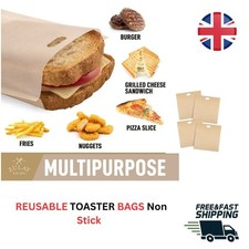 4 REUSABLE TOASTER BAGS Non Stick Toastie Toast Sandwich Pockets Bag GHOM2196 UK