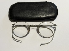 Vintage Wire Eye Glass Glasses Rim With Hard Leather Case