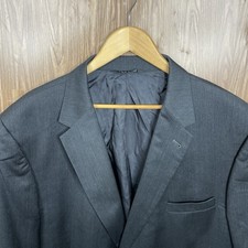 Jos A Bank Blazer Jacket Mens 52R Dark Gray Solid Smooth Wool Two Buttons