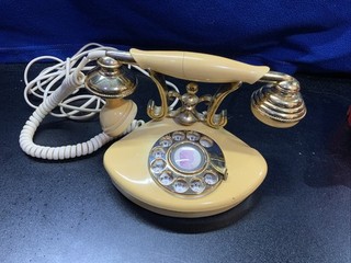 Vintage Principessa Cuscino Talk Telefono Rotante Cammeo Vittoriano Colore Crema...