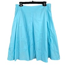 Talbots Aquamarine A-line Midi Skirt Size 12 Swirl Details Side Zip Lined