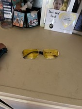 Versace Greca VE2257 Gold Rectangular Sunglasses with Yellow Lenses