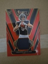 2025 Panini Select Football Colston Loveland Red Rookie Swatch Card.  Bears