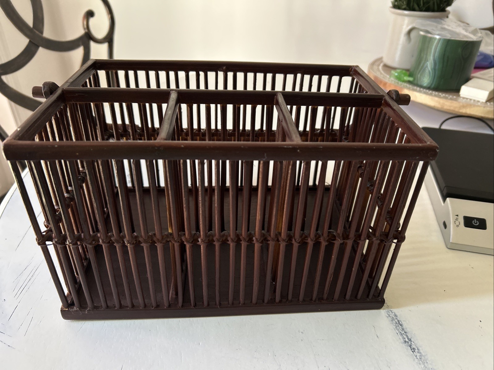 VTG Utensil & Napkin Carrier Holder Made Of Plastic & Wood BBQ Picnic 6.25”H