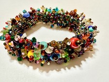 Boho Style Handmade Bracelet From Sea glass Beads , Ceramic Beads And Stones