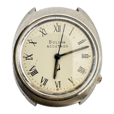 Vintage 35mm 1976 Accutron Roman Men's Tuning Fork Wristwatch 218 0 USA Steel