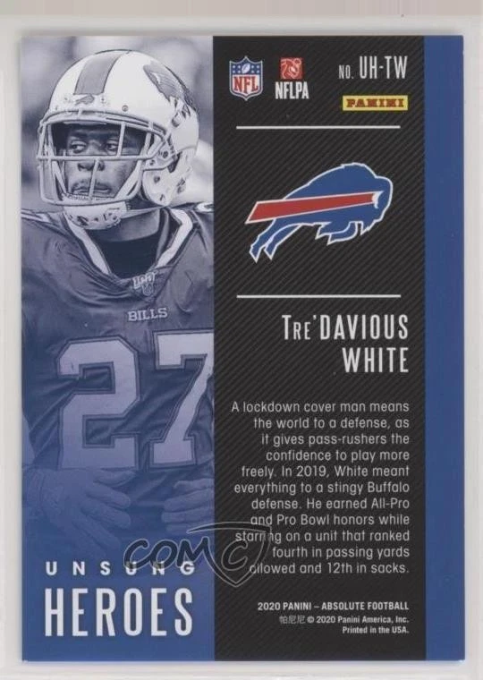 2020 Panini Absolute Unsung Heroes Spectrum Red /100 Tre'Davious White #UH-TW - Image 2 of 2