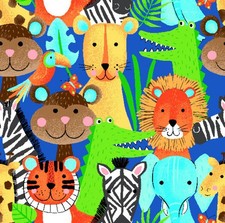 Safari Animals Multi Flannel Fabric