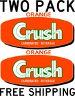 TWO PACK ORANGE CRUSH CARBONATED SODA COCA-COLA PEPSI STICKER DECAL FREE SHIP