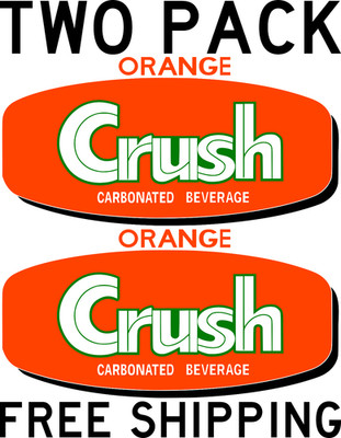 TWO PACK ORANGE CRUSH CARBONATED SODA COCA-COLA PEPSI STICKER DECAL FREE SHIP
