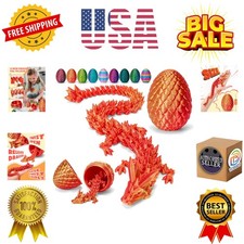 12" 3D Printed Dragon Egg, Cool 3D Printer Articulated Crystal Dragon Toys fo...