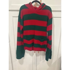 VTG hand loomed 100% virgin fiber Striped Knitted Sweater Womens Medium 80's