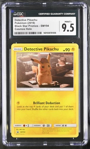Detective Pikachu - Cosmo Holo - SM Black Star Promo - Pokemon #SM194 - CGC 9.5