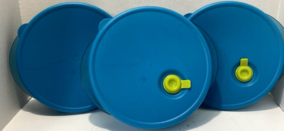 TUPPERWARE Turquoise 1 3/4 Cup Heat & Serve Container Silicone Air Vent