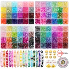 3524pcs Glass Beads Bracelet Making Kit, 4 Types 96 Colors 6mm Glass Beads fo...