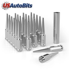 24 PCS Spike Lug Nuts 14x1.5 For Chevy Silverado Tahoe 4.4" Tall with Key